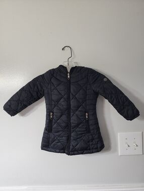 Steve Madden Girls' Black Quilted Hooded Coat - Kids Jacket